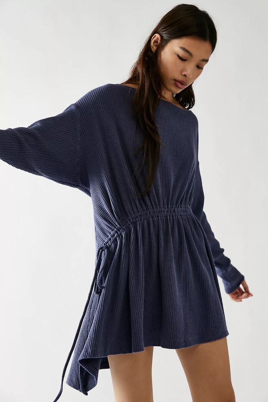 Free People Josie Thermal Navy Sz Medium Dress